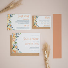 Peach & Dusty Blue Florals, Wedding Invitation Suites and Bundles, #2427