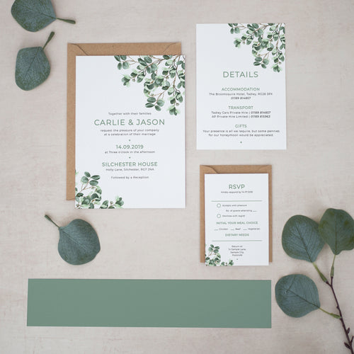 Rustic Eucalyptus, Wedding Invitation Suites and Bundles, #2434