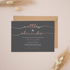 Grey & Rose Gold Foil, Wedding Invitation Suites and Bundles, #2443