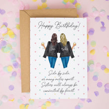 Personalised Sister Birthday Card - Custom Birthday Card for Side By Side or Miles Apart