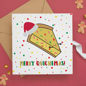 a christmas card with a piece of cake on it