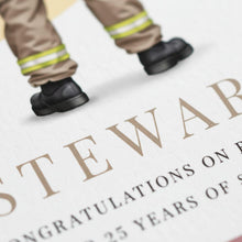 a close-up of a person's feet wearing black shoes, with the text "STEWAR" prominently displayed below.