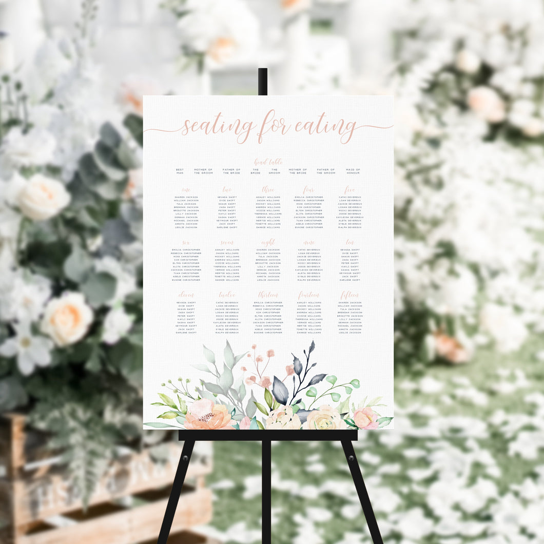 Blush & Navy Boho Florals, Seating Plans, #52