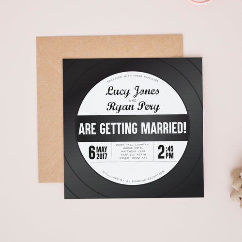 Vintage Vinyl Record, Wedding Invitation Suites and Bundles, #6000