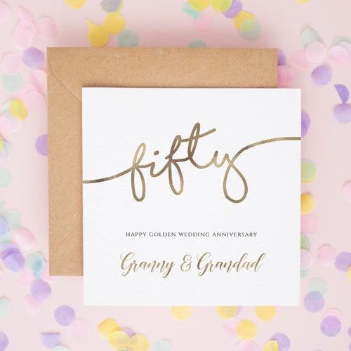 Personalised Golden Wedding Anniversary Card for Grandparents – 50 Years