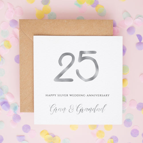 Personalised Silver Wedding Anniversary Card – 25 Years
