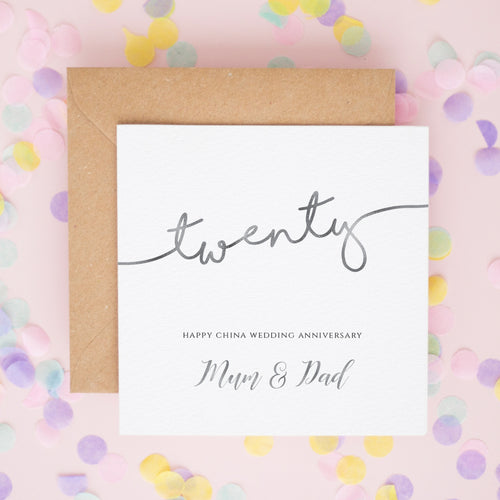 Personalised China Wedding Anniversary Card – 20 Years