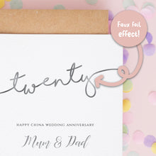 Personalised China Wedding Anniversary Card – 20 Years