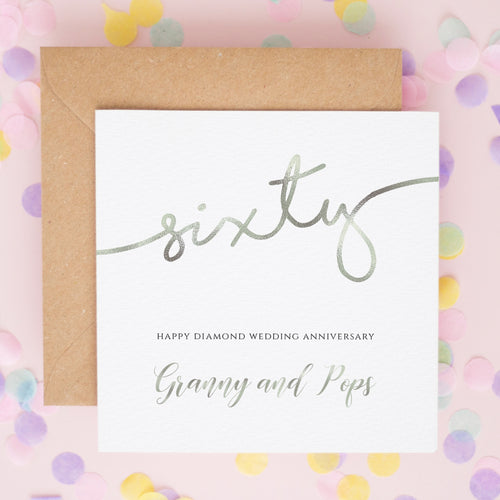 Personalised Diamond Wedding Anniversary Card – 60 Years