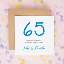 Personalised Blue Sapphire Wedding Anniversary Card – 65 Years
