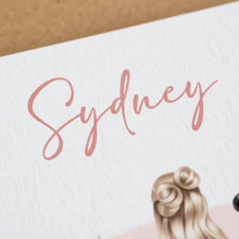 a close-up of a white surface with the name "Sydney" written in cursive pink text.