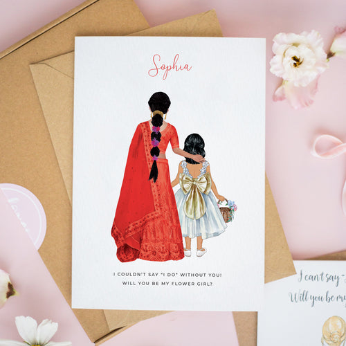 Asian Flower Girl Wedding Card #837