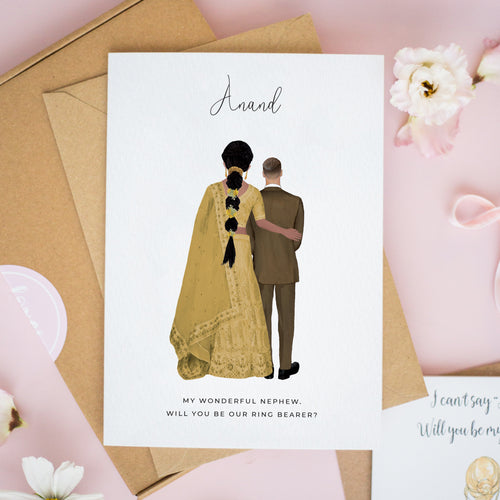 Asian Bride & Jr Groomsman Wedding Card #855