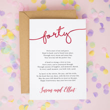 Personalised 40th Wedding Anniversary Card with Sentimental Poem