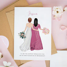 Personalised Bridesmaid Proposal Card with Bride and Friend in Saree