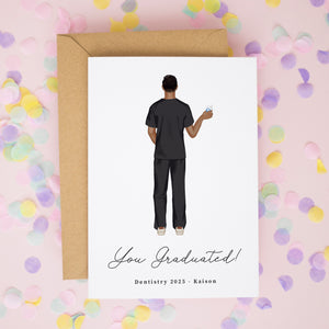 Personalised Male Dentist Graduation Card – Class of 2025 with Custom Illustration