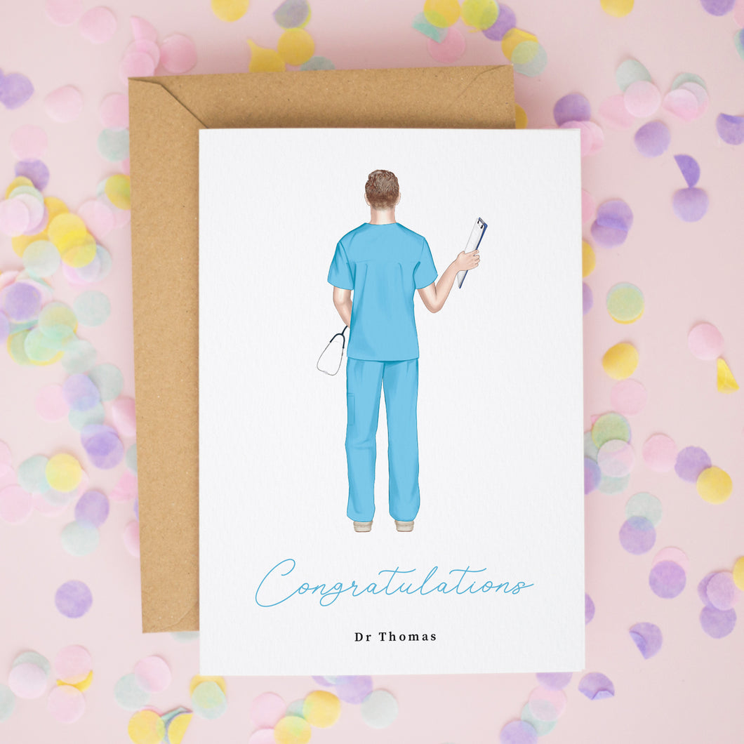 Personalised Male Doctor Graduation Card – Class of 2025 with Custom Illustration