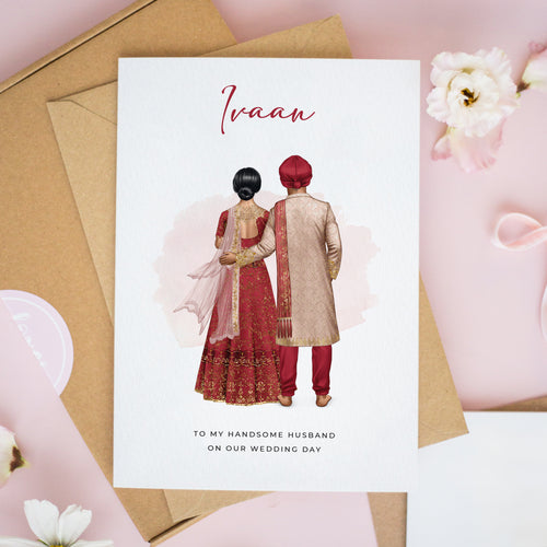 Personalised To My Husband On Our Wedding Day Card – Asian Couple