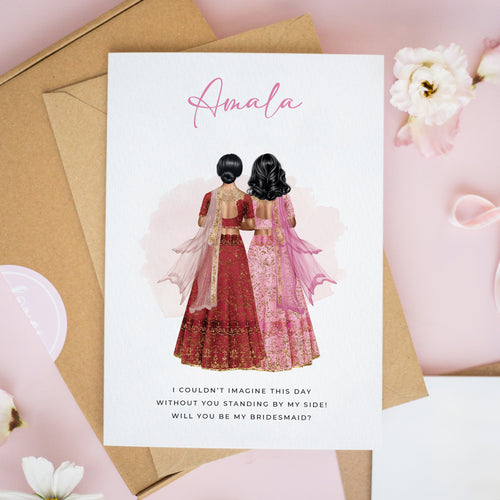 Personalised Will You Be My Bridesmaid Card for Asian Wedding