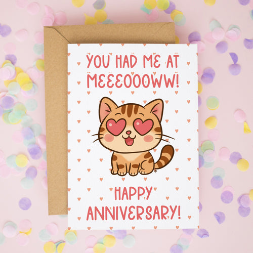 Cute Cat Anniversary Card – You Had Me at Meeooow