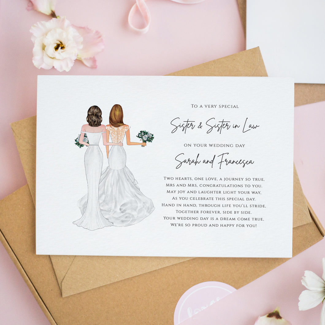Personalised Wedding Card for Sister & Sister-in-Law Brides
