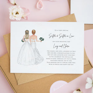 Personalised Wedding Card for Sister & Sister-in-Law Brides