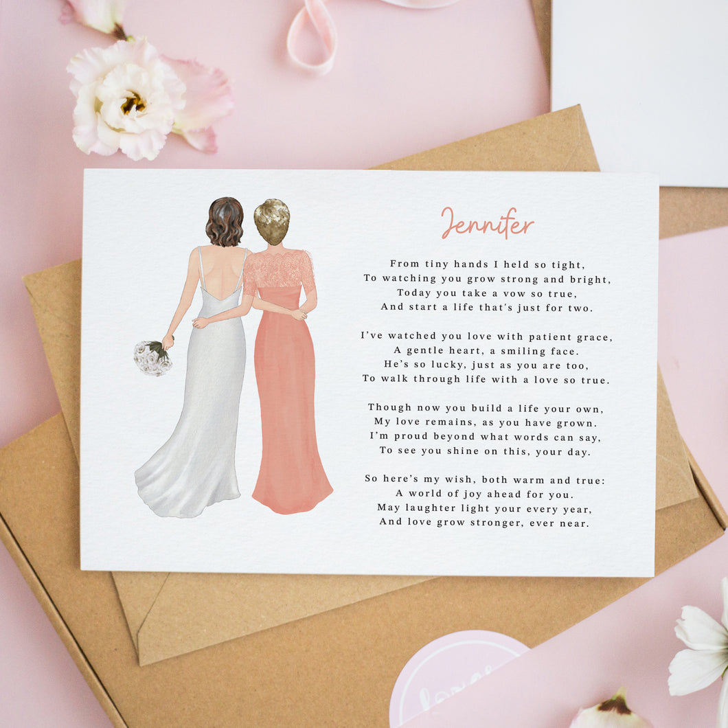 Personalised Wedding Day Card for Daughter from Mum