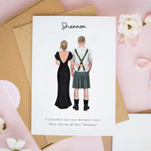 Personalised Best Woman Proposal Card with Scottish Groom