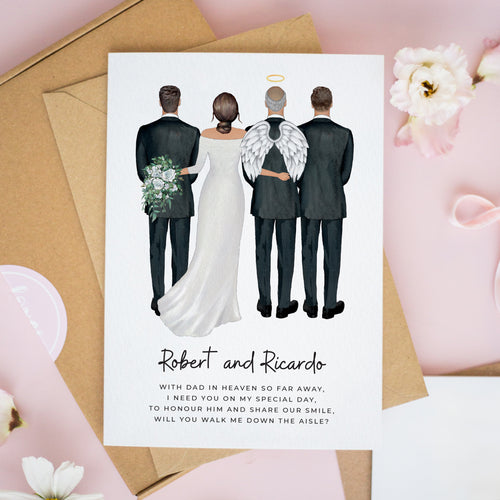 Personalised Brothers Will You Walk Me Down the Aisle Card with Dad in Heaven Card