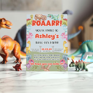 Three-Rex Birthday Invitation Cards