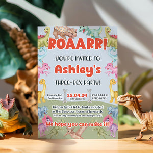 Three-Rex Birthday Invitation Cards