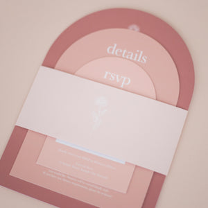 Pink Neutrals Arch Invitations