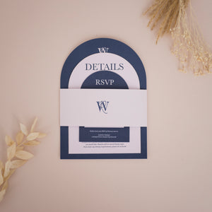 Navy & Blush Arch Invitations