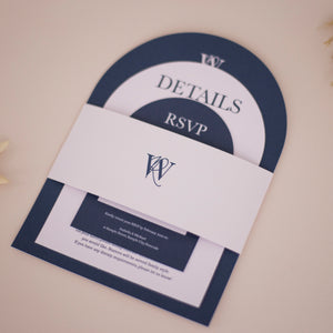 Navy & Blush Arch Invitations