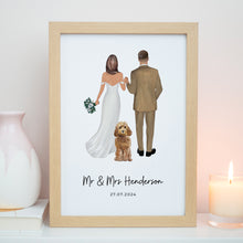 Mr & Mrs and Dog Wedding Print