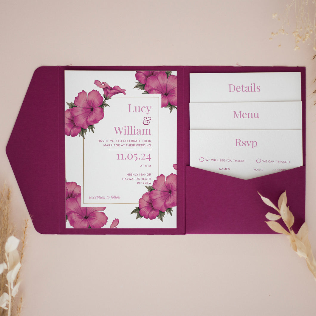 Purple Orchid, Pocketfold Invitations, PF-058