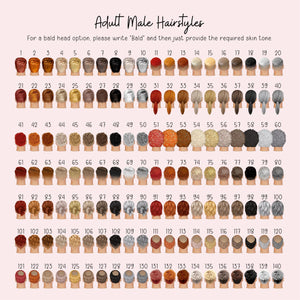 The image is a collection of various adult male hairstyles, each with a different color and style. The hairstyles are organized in a grid format, with each row representing a different hairstyle and each column representing a different color. The image does not contain any text, and the hairstyles are diverse, showcasing a range of styles and colors.