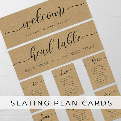 Kraft Individual Seating Plan Cards #017