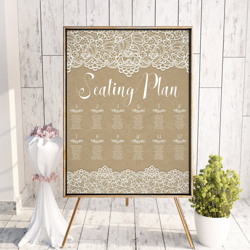 Rustic Hessian & Lace, Seating Plans, #11