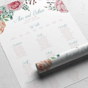 Dusky Pink Florals, Seating Plans, #01