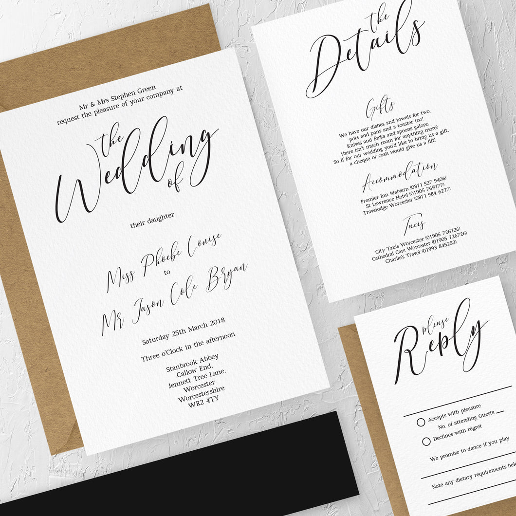 Traditional Monochrome, Wedding Invitation Suites and Bundles, #2357