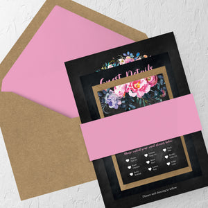 Pink Peony Wreath, Wedding Invitation Suites and Bundles, #2389