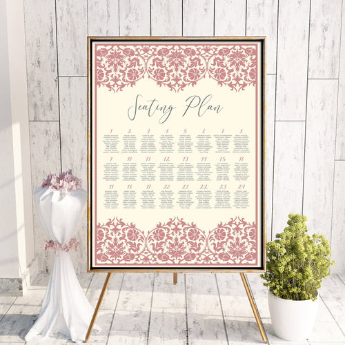 Dusty Pink Lace & Ivory, Seating Plans, #27
