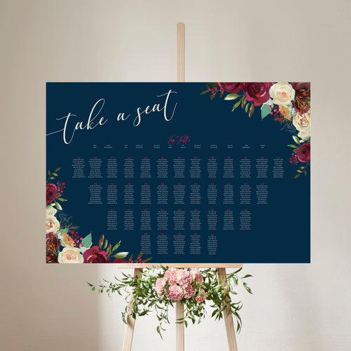 Navy & Autumnal Boho Florals, Seating Plans, #38