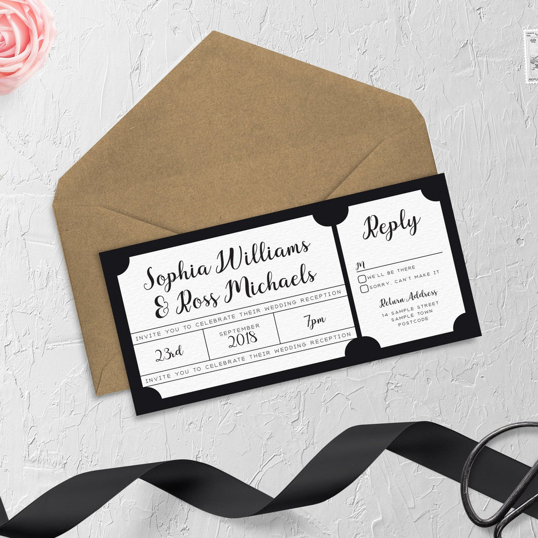 Monochrome Ticket // Passport & Boarding Pass Invitations // #4011