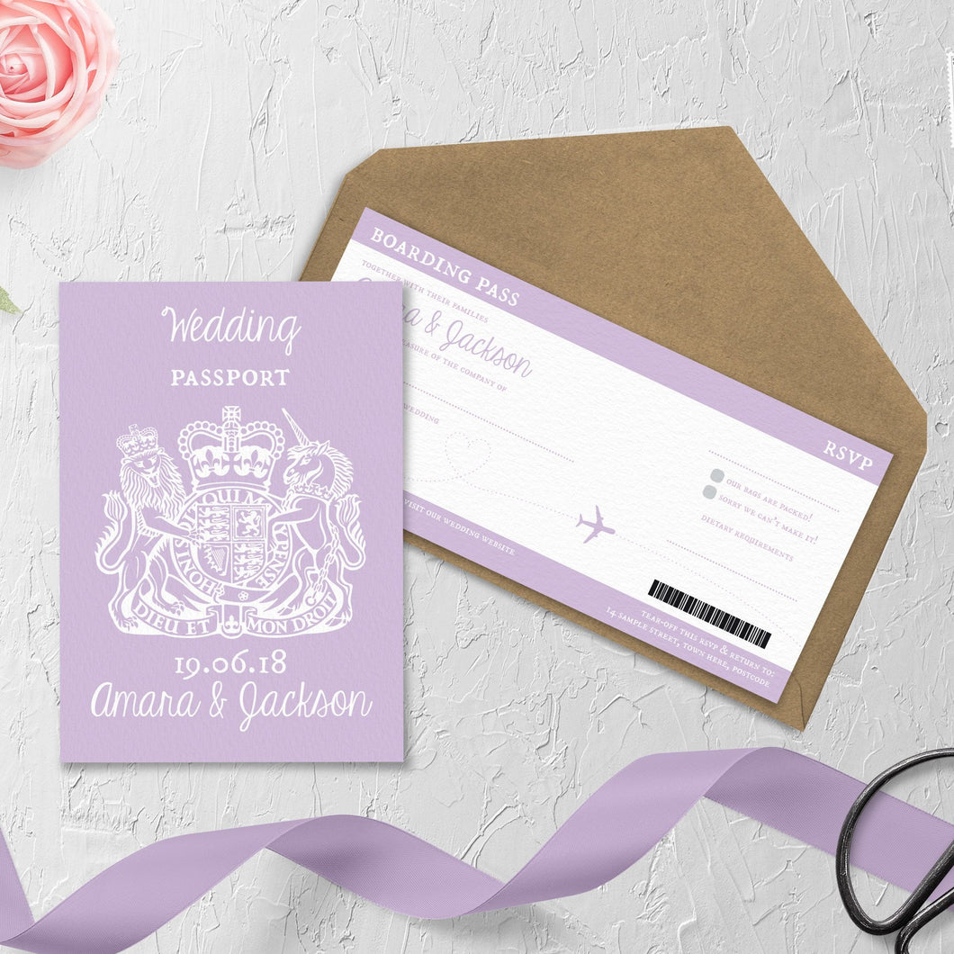 Lilac Passport // Passport & Boarding Pass Invitations // #4015