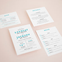 Teal & White, Pocketfold Invitations, PF-029