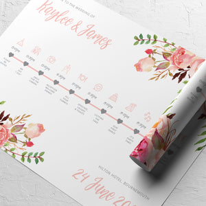 Pink Watercolour Florals // Order of the Day Sign // #5011