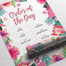 Pink Tropical Florals // Order of the Day Sign // #5016