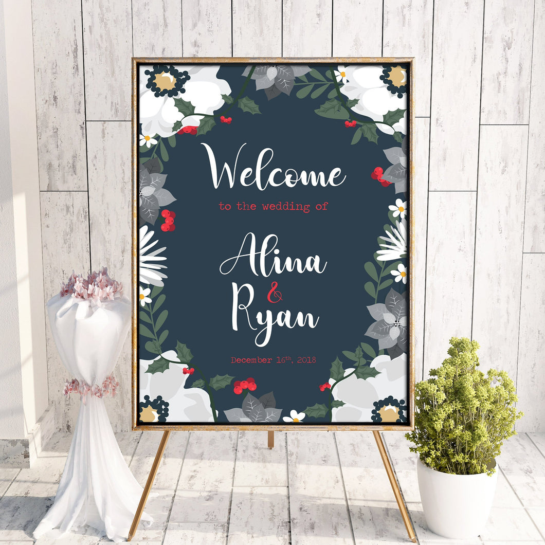 Winter Florals // Wedding Welcome Signs // #5024